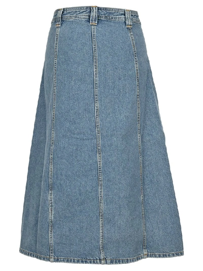Shop Ganni Washed Denim Skirt In Blue