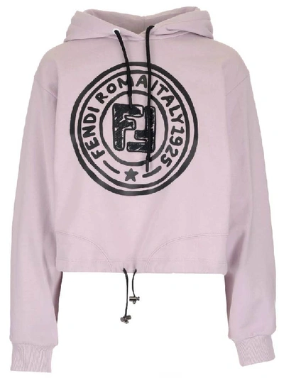 Shop Fendi Logo Stamp Hoodie In Pink