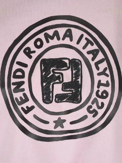 Shop Fendi Logo Stamp Hoodie In Pink
