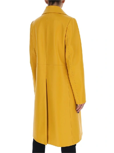 Shop Prada Double Breasted Coat In Yellow