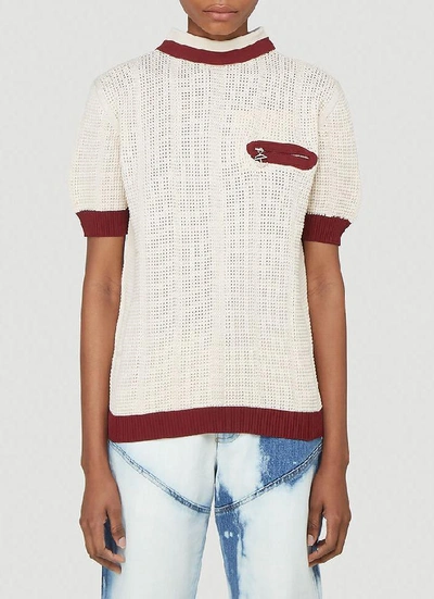 Shop Telfar Knitted Polo Shirt In White