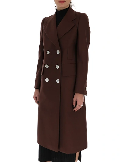 Shop Prada Double Breasted Coat In Brown
