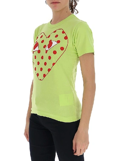 Shop Comme Des Garçons Play Outline Polka In Green