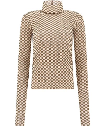 Shop Nanushka Harri Check Turtleneck Sweater In Brown