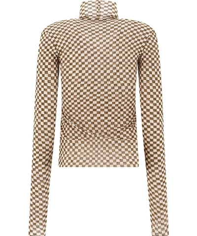 Shop Nanushka Harri Check Turtleneck Sweater In Brown