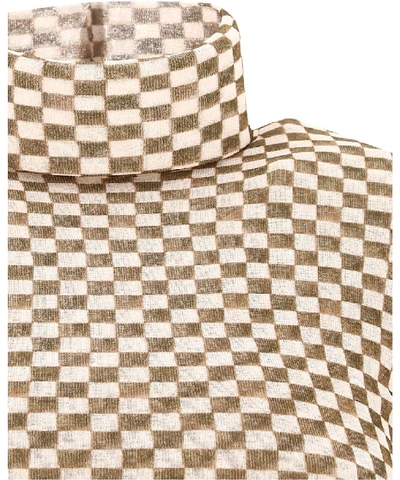 Shop Nanushka Harri Check Turtleneck Sweater In Brown