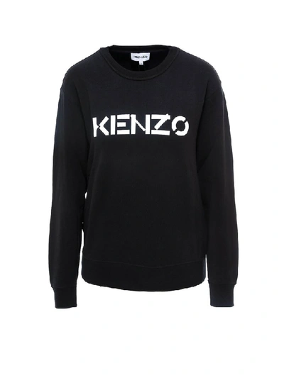 Shop Kenzo Logo Print Sweatshirt In Black