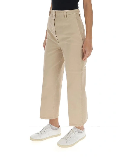 Shop Prada Cropped Tailored Trousers In Beige