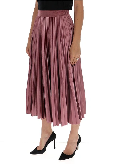 Shop Valentino Pleated Velvet Skirt In Pink