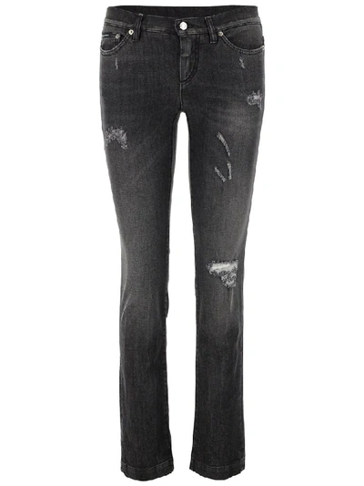 Shop Dolce & Gabbana Ribbed Skinny Jeans In Black