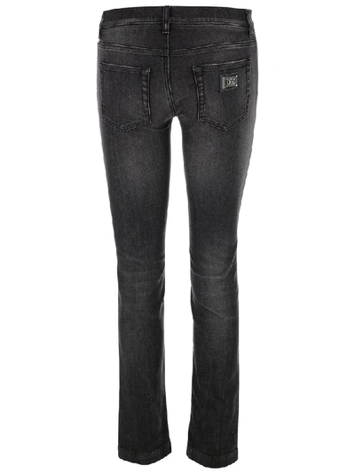 Shop Dolce & Gabbana Ribbed Skinny Jeans In Black