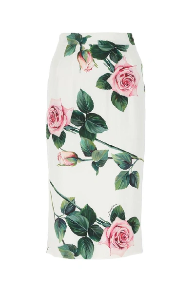 Shop Dolce & Gabbana Floral Print Midi Skirt In Multi