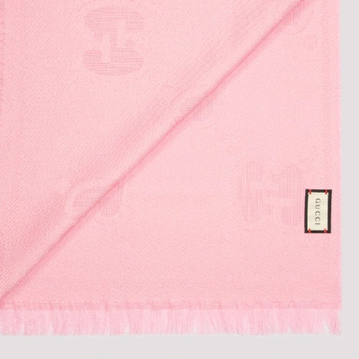 Shop Gucci Gg Jacquard Frayed Scarf In Pink