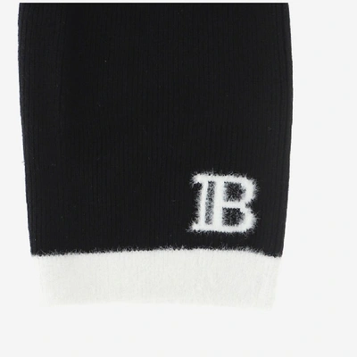 Shop Balmain Logo Ribbed Knit Beanie In Black