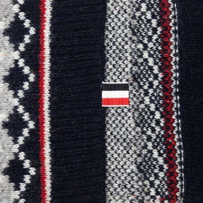 Shop Thom Browne Fair Isle Scarf In Blue