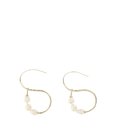 Shop Jil Sander Pearl Pendant Earrings In Gold