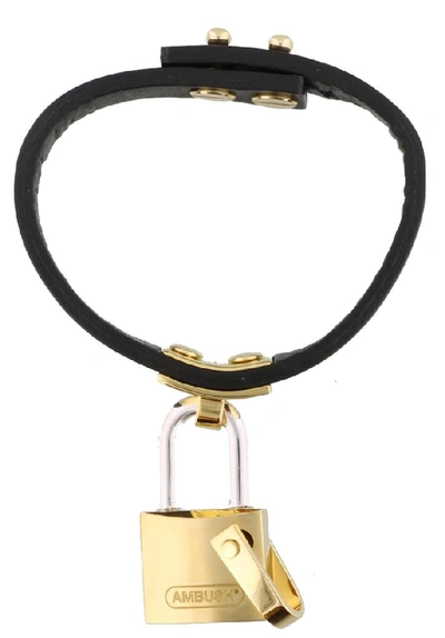 Shop Ambush Padlock Logo Bracelet In Gold
