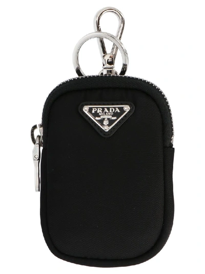 Shop Prada Logo Plaque Mini Pouch In Black
