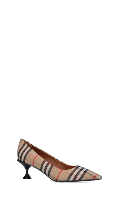 Shop Burberry Vintage Check Pointed Toe Pumps In Beige