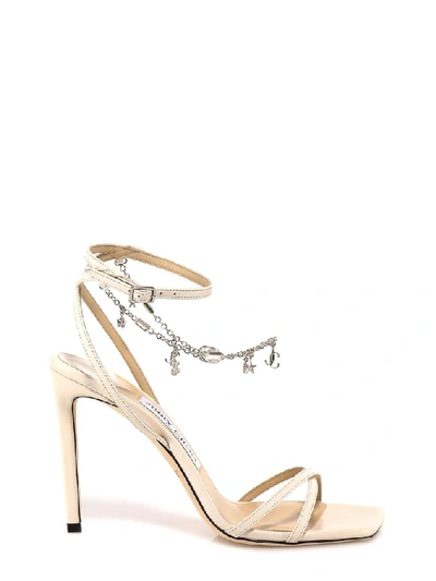 Shop Jimmy Choo Metz Charm 100 Sandals In White