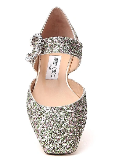 Shop Jimmy Choo Gin Glitter Flat Shoes In Multi