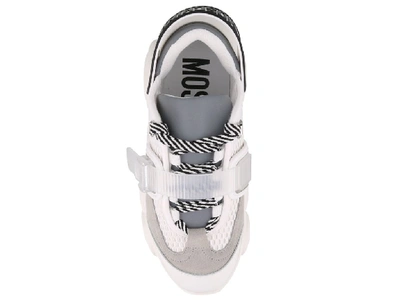 Shop Moschino Teddy Logo Strap Sneakers In White