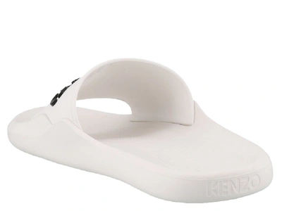 Shop Kenzo Logo Pool Slides In White