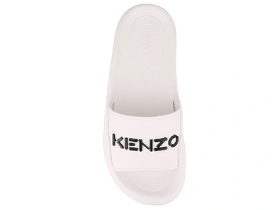 Shop Kenzo Logo Pool Slides In White