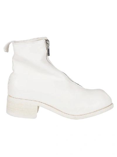 Shop Guidi Pl1 Front Zipped Ankle Boots In White