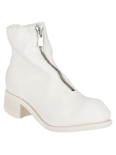 Shop Guidi Pl1 Front Zipped Ankle Boots In White