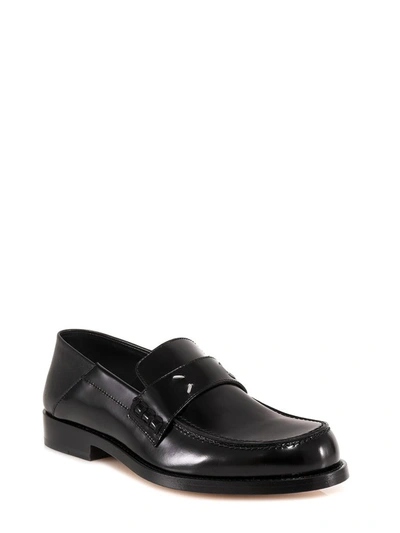 Shop Maison Margiela Tabi Stitched Loafers In Black