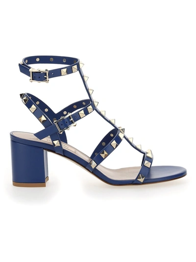 Shop Valentino Garavani Rockstud Sandals In Blue