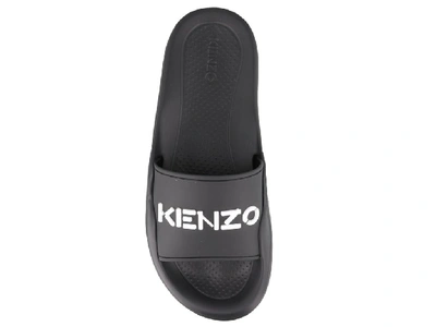 Shop Kenzo Logo Pool Slides In Black