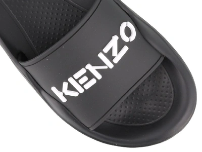 Shop Kenzo Logo Pool Slides In Black