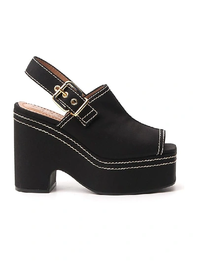 Shop Marni Slingback Wedge Sandals In Black