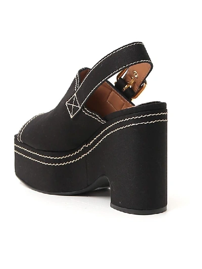 Shop Marni Slingback Wedge Sandals In Black