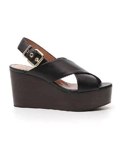 Shop Marni Crossover Platform Sandals In Black