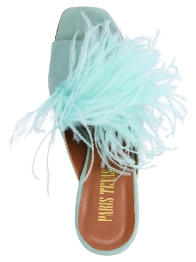 Shop Paris Texas Feather Detail Sandals In Green
