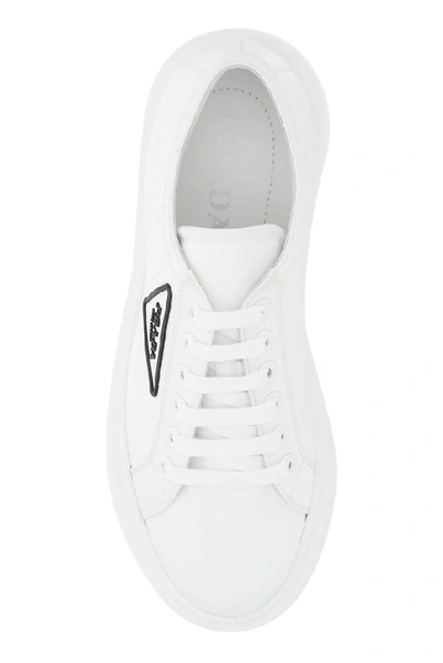 Shop Prada Logo Platform Sneakers In White