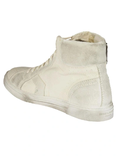 Shop Saint Laurent Joe Mid Top Sneakers In Beige