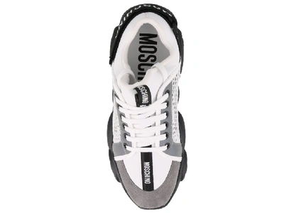 Shop Moschino Teddy Logo Strap Sneakers In White