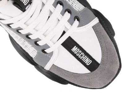 Shop Moschino Teddy Logo Strap Sneakers In White