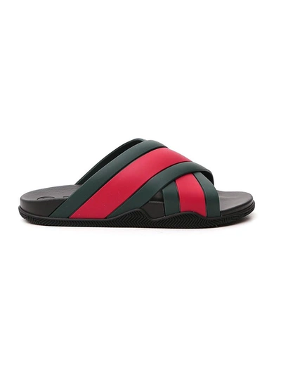 Shop Gucci Web Slide Sandals In Multi