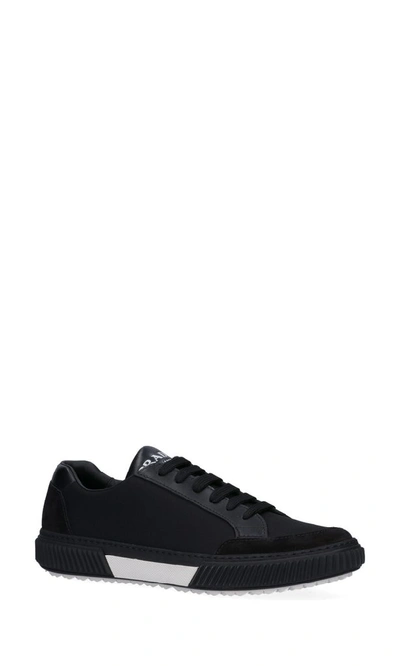 Shop Prada Logo Embossed Low In Black