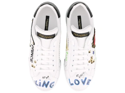 Shop Dolce & Gabbana Graffiti Print Low In White