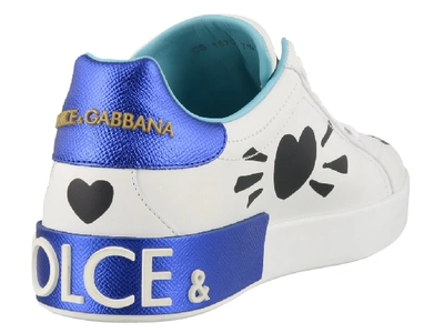 Shop Dolce & Gabbana Portofino Graffiti Print Sneakers In White