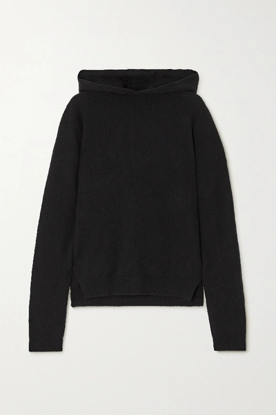 Shop Rick Owens Cashmere And Wool-blend Hoodie In Black
