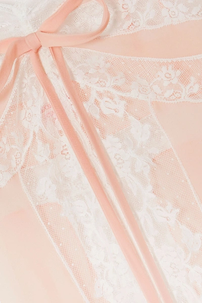 Shop Loretta Caponi Lace-paneled Silk-georgette Nightdress In Pink