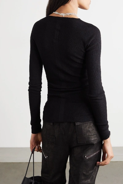 Shop Rick Owens Ribbed Wool Sweater In Black
