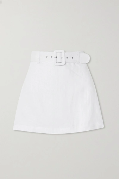Shop Faithfull The Brand + Net Sustain Celia Belted Linen Shorts In White